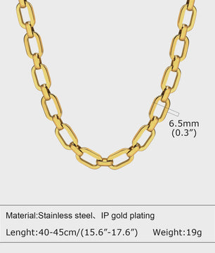Chunky Gouden Halsketting Dames - Roestvrij Staal Dikke Ovalen Schakelketting Choker