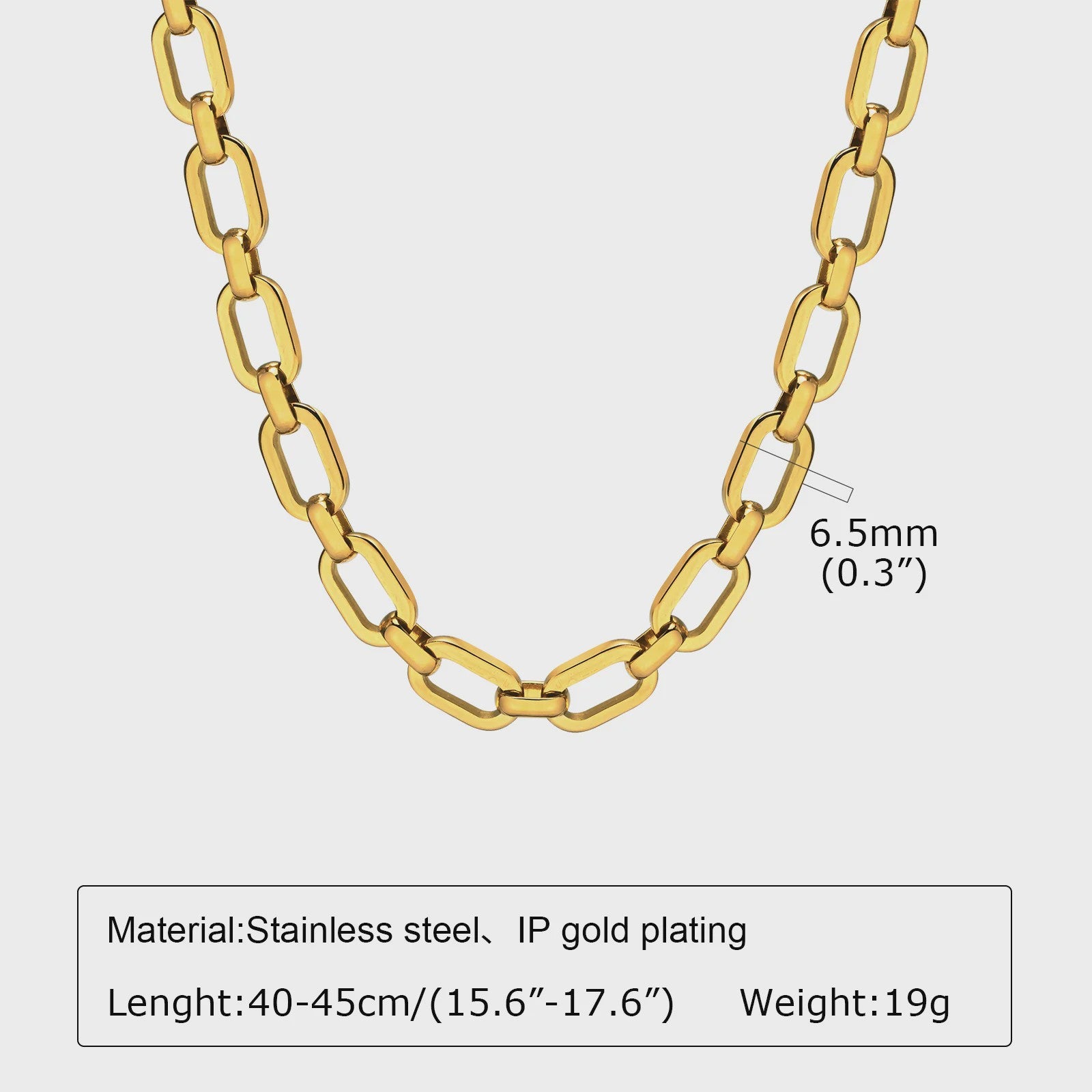 Chunky Gouden Halsketting Dames - Roestvrij Staal Dikke Ovalen Schakelketting Choker