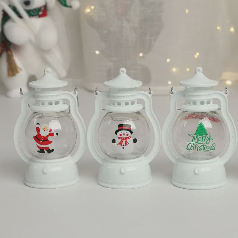 Draagbare LED Kerst Lantaarn met Kerstman & Sneeuwpop - Sfeervolle Binnen Decoratie op Batterijen