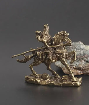 Bronzen Guan Gong Beeld op Paard - Chinese God van Rijkdom Decoratie