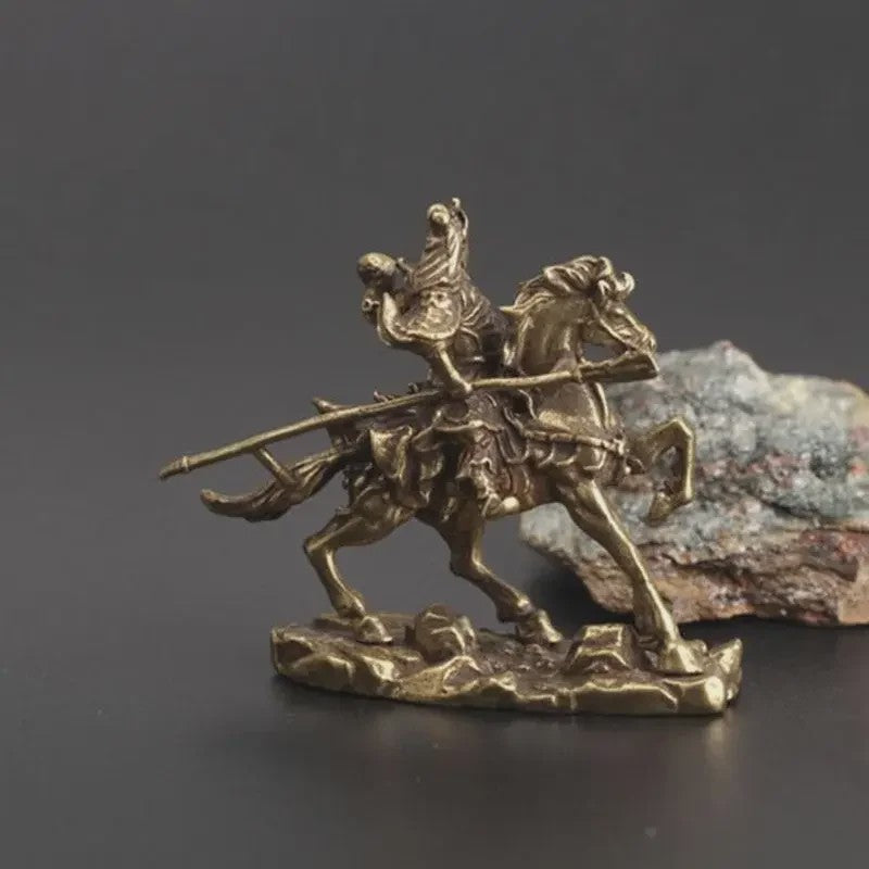 Bronzen Guan Gong Beeld op Paard - Chinese God van Rijkdom Decoratie