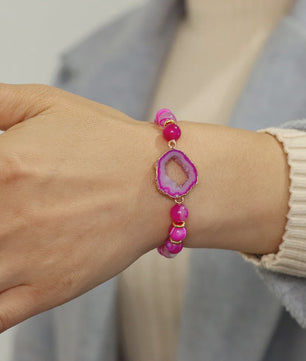 Natuursteen Agate Armband met Druzy Geode - Kleurrijk & Stijlvol