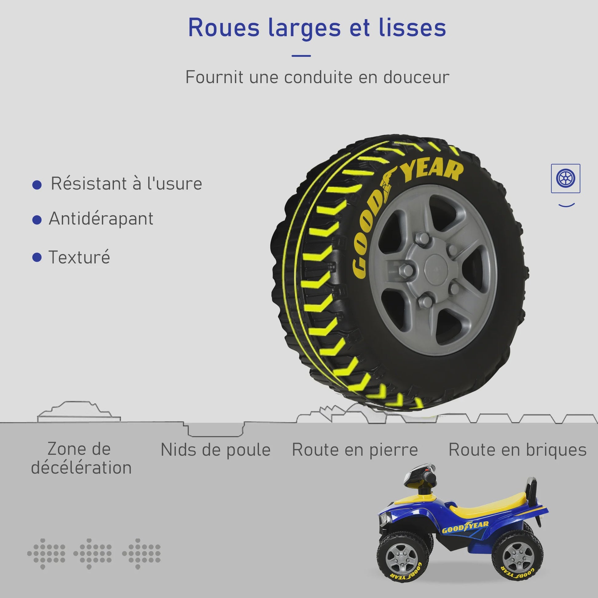Kinder Quad Loopauto met Licht en Geluid - Blauw/Geel (18-36 maanden)