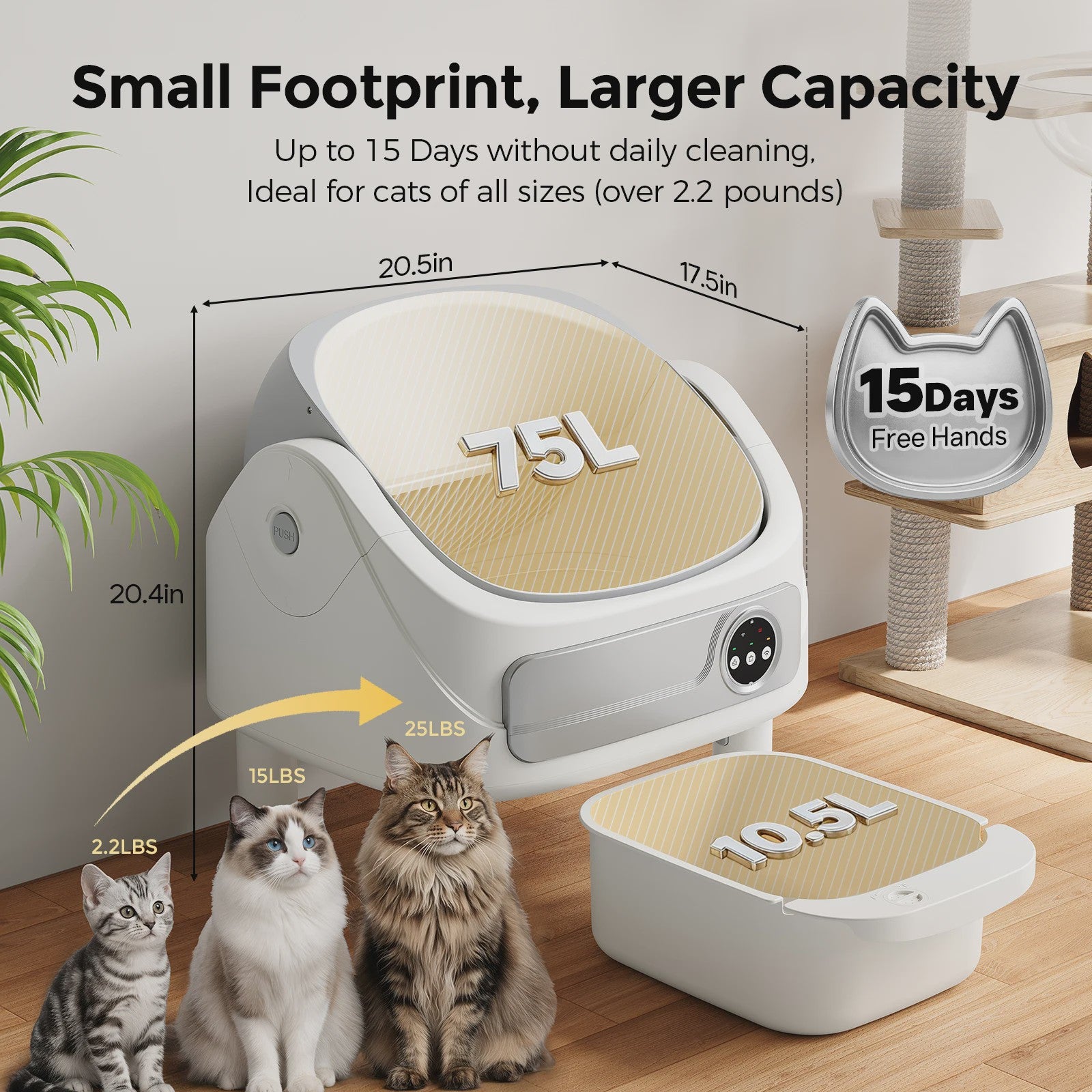 Automatische Kattenbak Zelfreinigend met App Bediening & Geurverwijdering