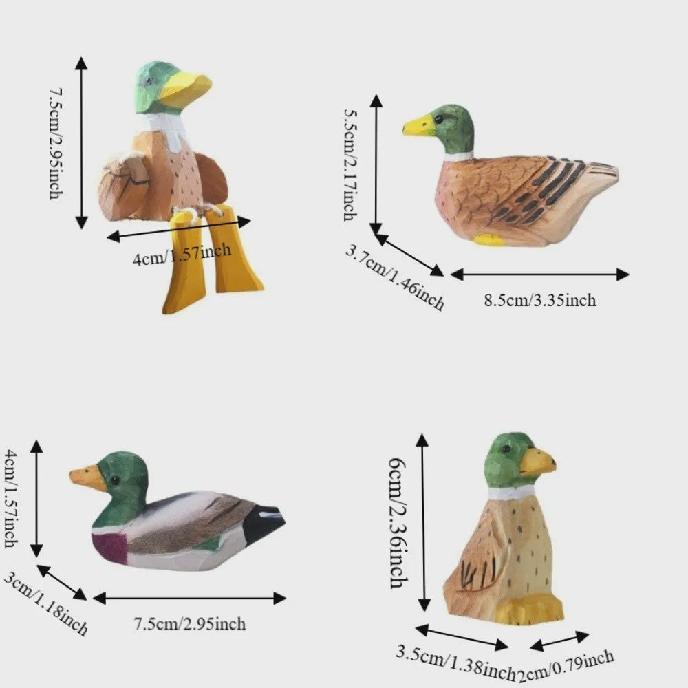 Grappig Houten Eend Beeldje met Zwaaiende Voetjes - Handgemaakte Decoratie
