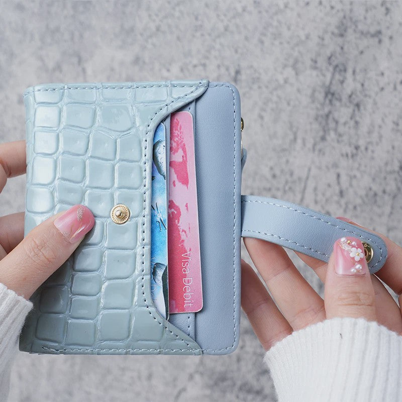 Compacte Portemonnee met Kroko Print - Kaarthouder & Muntportemonnee voor Dames
