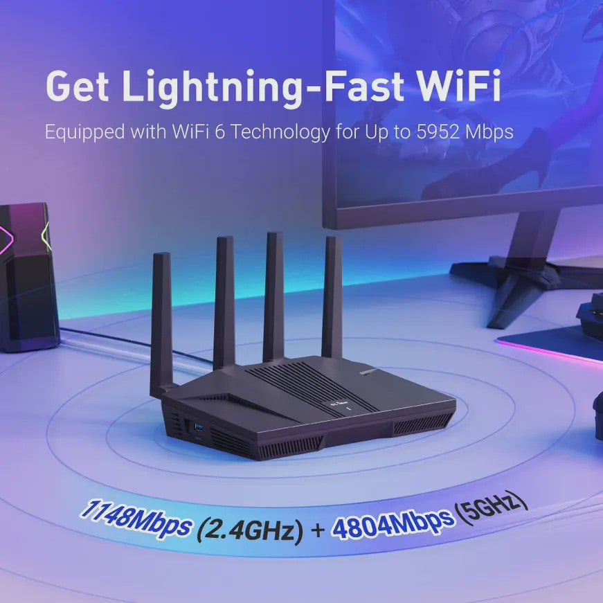 GL.iNet Flint 2 (GL-MT6000) Router: Krachtige Wi-Fi 6 AX6000 met 2.5G Ethernet en Gevorderde Beveiliging