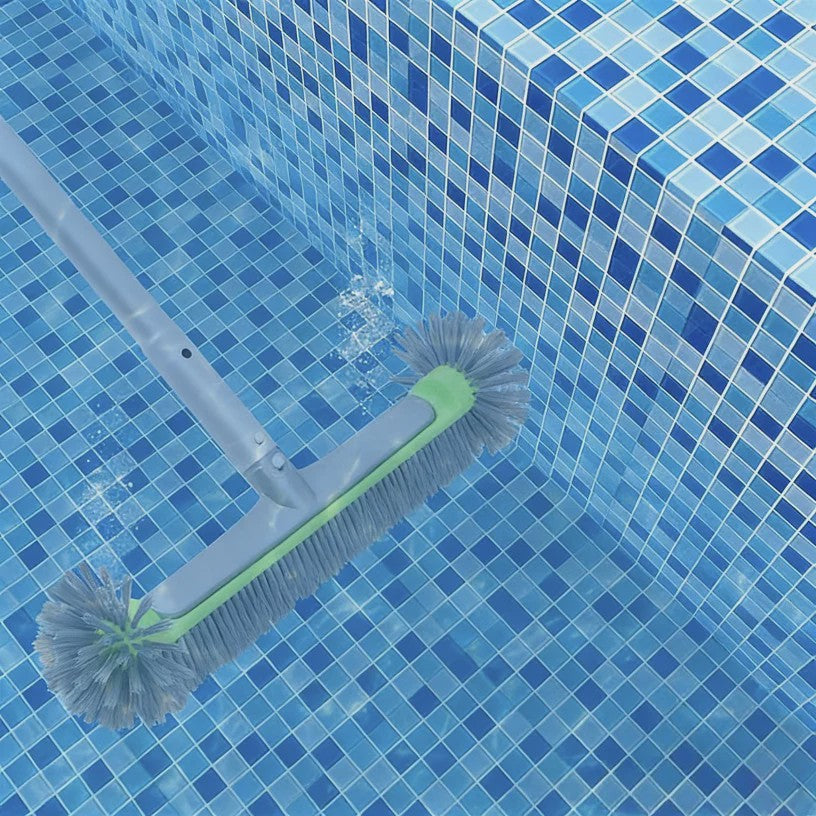 Zware Aluminium Zwembadborstel - 17.5 Inch met Nylon Borstelharen voor Grondige Reiniging van Wanden, Trappen en Hoeken