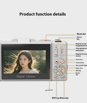 5K Digitale Camera met 75MP, 18x Zoom & 180° Flip Screen - Perfect voor Vlogs, YouTube & Selfies - WiFi