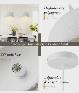 Japandi Wabi Sabi Hanglamp Wit - Stijlvolle Plafondlamp voor Woonkamer & Slaapkamer (30/50cm)