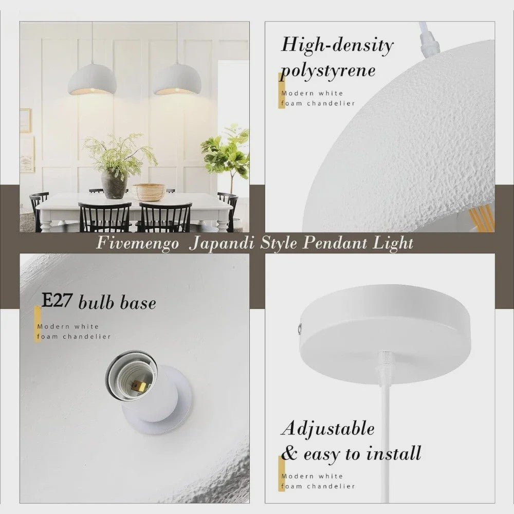 Japandi Wabi Sabi Hanglamp Wit - Stijlvolle Plafondlamp voor Woonkamer & Slaapkamer (30/50cm)