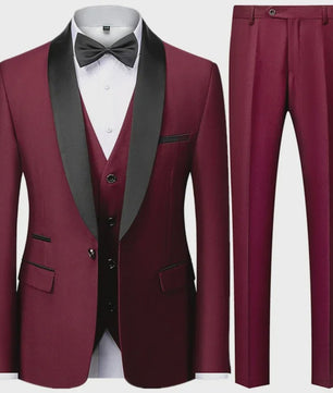 Stijlvolle Zwarte Heren 3-Delige Blazer Set: Kostuum met Pantalon & Vest - Slim Fit voor Bruiloft & Feest