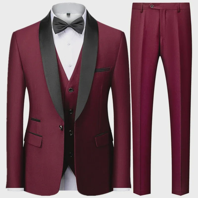 Stijlvolle Zwarte Heren 3-Delige Blazer Set: Kostuum met Pantalon & Vest - Slim Fit voor Bruiloft & Feest