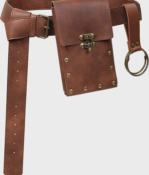 Middeleeuwse Cosplay Lederen Riem met Tas en Decoratieve Sleutels - Renaissance & Halloween Accessoire