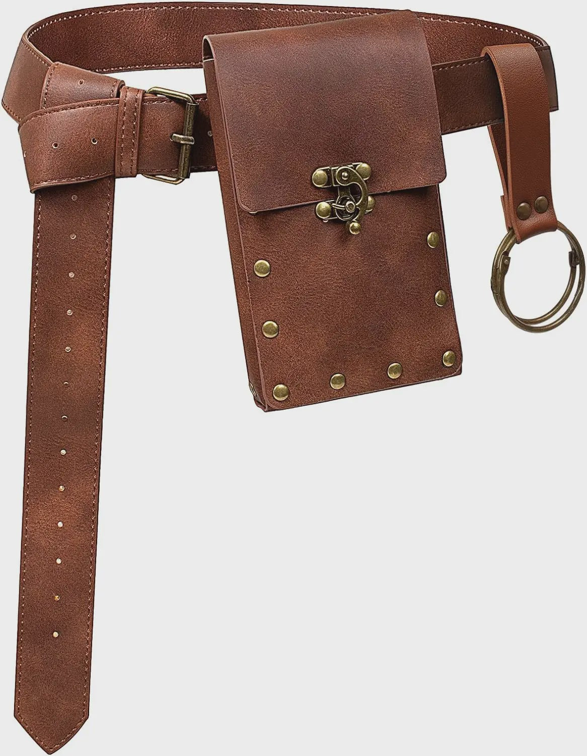 Middeleeuwse Cosplay Lederen Riem met Tas en Decoratieve Sleutels - Renaissance & Halloween Accessoire