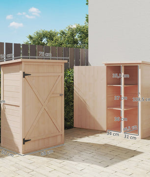 Outsunny Houten Tuinkast met Bitumen Dak - Ideaal voor Tuingereedschap