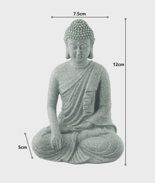 Zittende Buddha Beeldje - Zen Tuindecoratie & Vis Tank Ornament (Resin Steenlook)