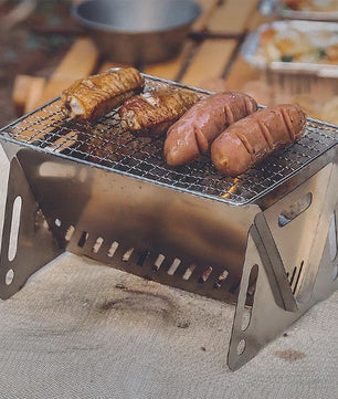 Compacte RVS Vouwbare Barbecue Grill - Draagbaar & Multifunctioneel voor Camping en Buiten