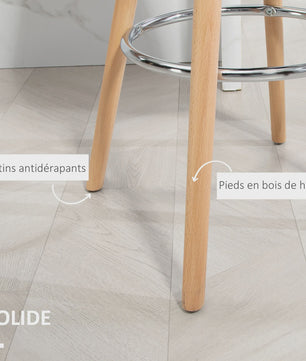 Set van 2 Stijlvolle Barkrukken met Rugleuning en Voetensteun - PU Zitting & Houten Poten (69 cm)