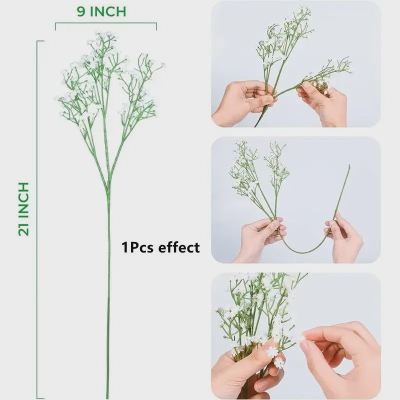 Kunst Gipsenkruid Bloemen (Gypsophila) - 63cm - Decoratie voor Bruiloft, Feest & Huis