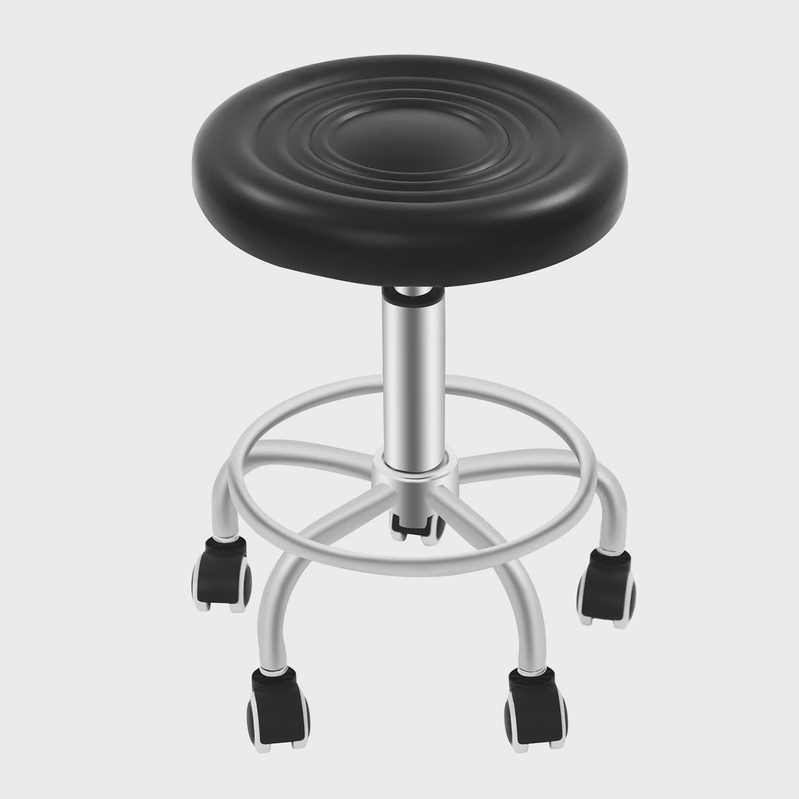 Verstelbare Bar Kruk met Wielen - 360° Draaibaar & 150kg Draagkracht