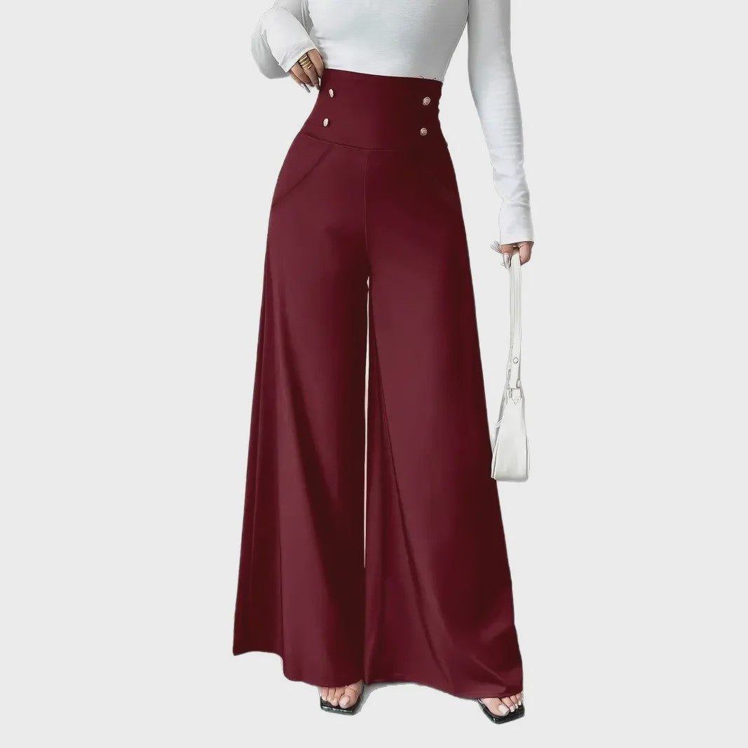 Modieuze Wijde Pijp Pantalon Dames - Comfortabel & Ademend Kantoor & Casual