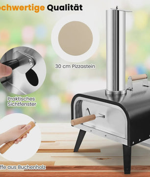Draagbare RVS Pizzaoven voor Buiten met Pizzasteen & Schep