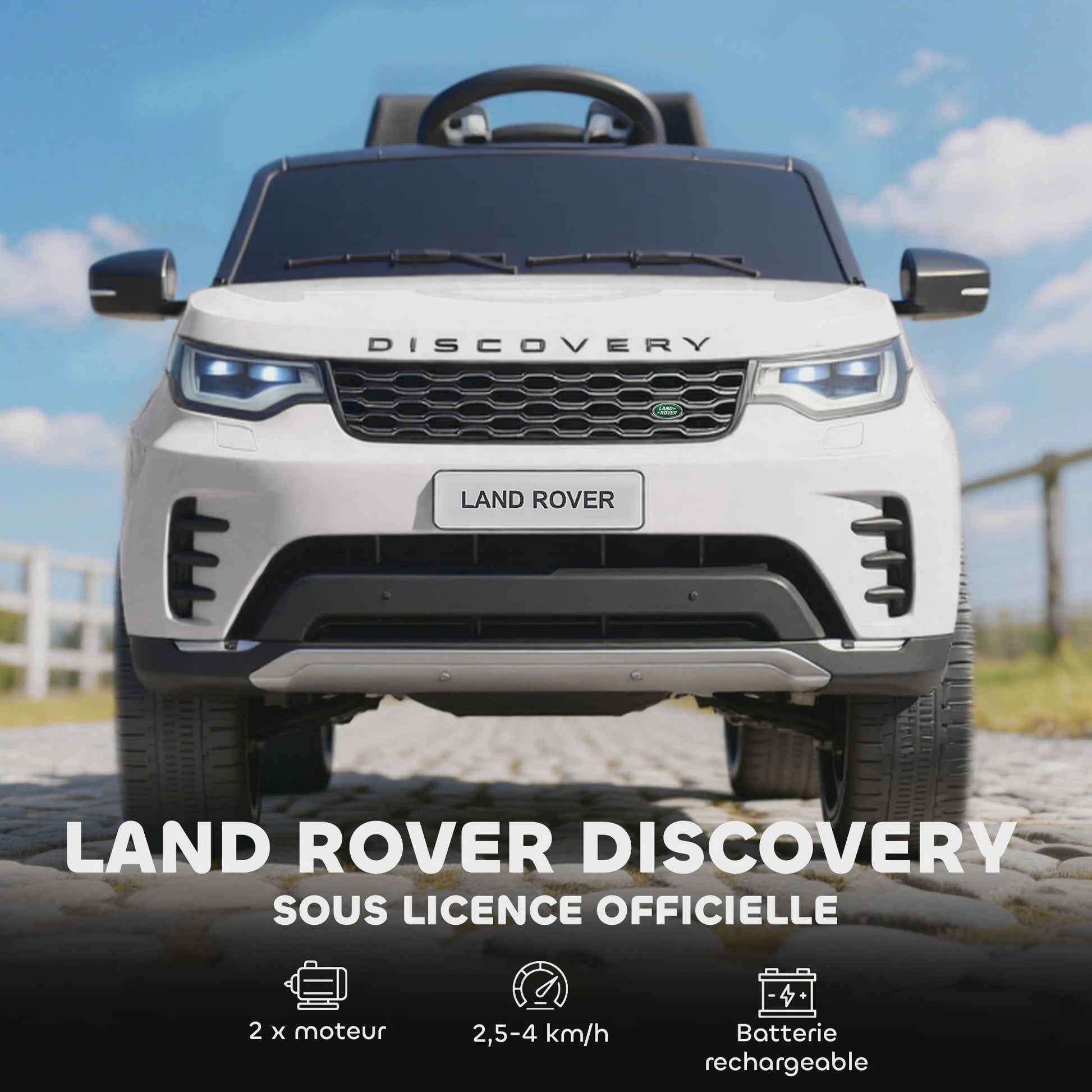 Elektrische Kinderauto Land Rover Discovery 12V - Met Afstandsbediening & 2 Motoren - Wit