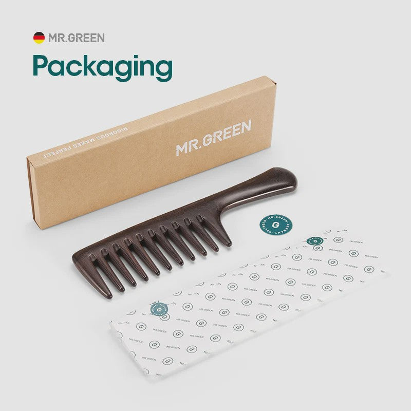Natuurlijke Houten Kam met Brede Tanden - Anti-statisch & Scalp Massage Kam