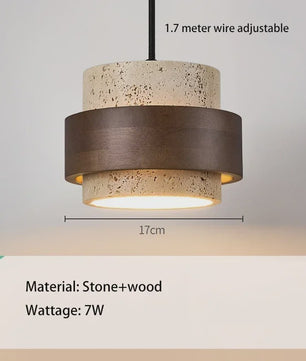 Retro Houten & Stenen Hanglamp - Sfeervolle Verlichting voor Slaapkamer, Bar of Restaurant