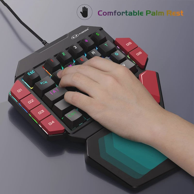 MageGee Mini Mechanisch Gaming Toetsenbord - 35 Toetsen, Eén Hand, Backlit, Hot-Swappable