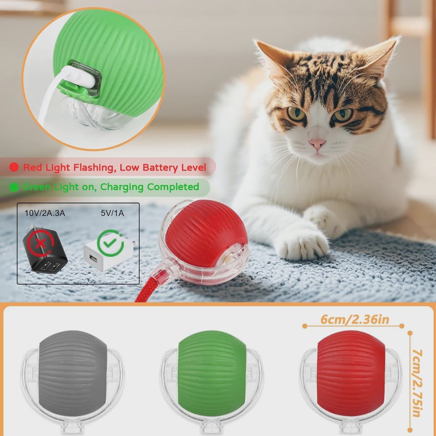 Interactieve Kattenbal Speelgoed - Automatisch Rollend, Oplaadbaar & Slim