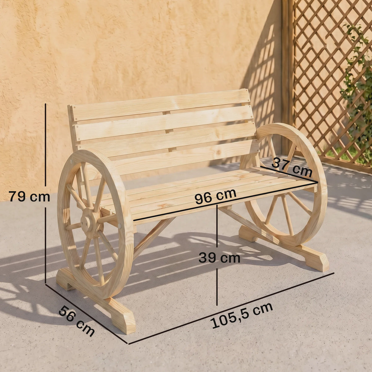 Houten Tuinbank 2-Persoons met Karwiel Design - Stevig en Duurzaam tot 240 kg
