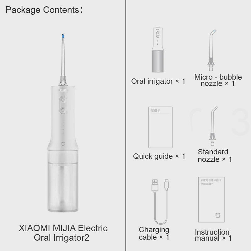 MIJIA Elektrische Waterflosser 2 - Ultrasoon, 3 standen, 200ml tank