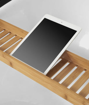 Luxe Bamboe Badplank 80cm - Extra Lang & Gelakt - Met Houders voor Wijn en Kaars
