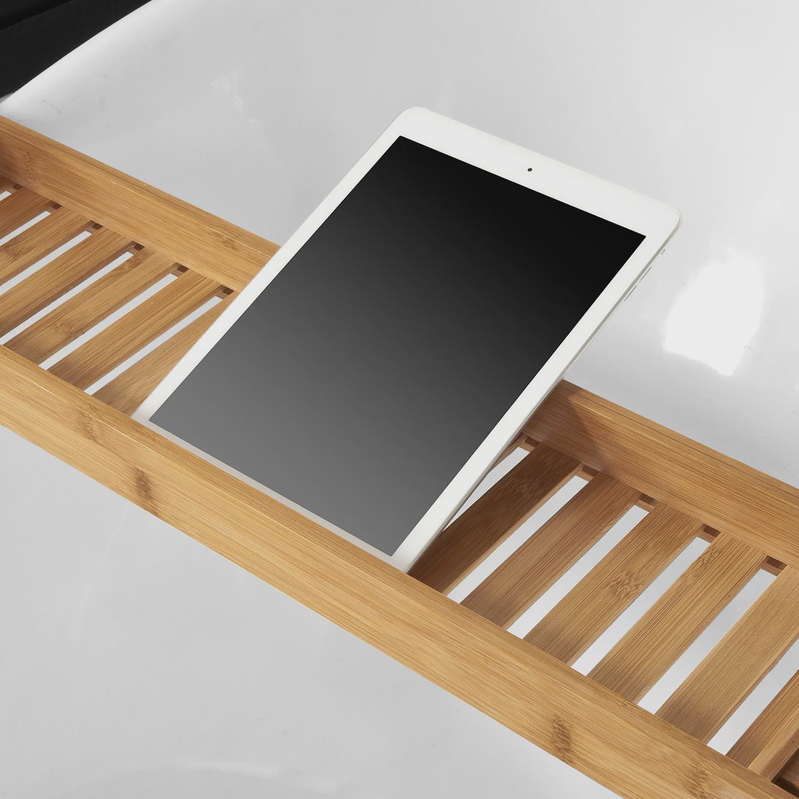 Luxe Bamboe Badplank 80cm - Extra Lang & Gelakt - Met Houders voor Wijn en Kaars