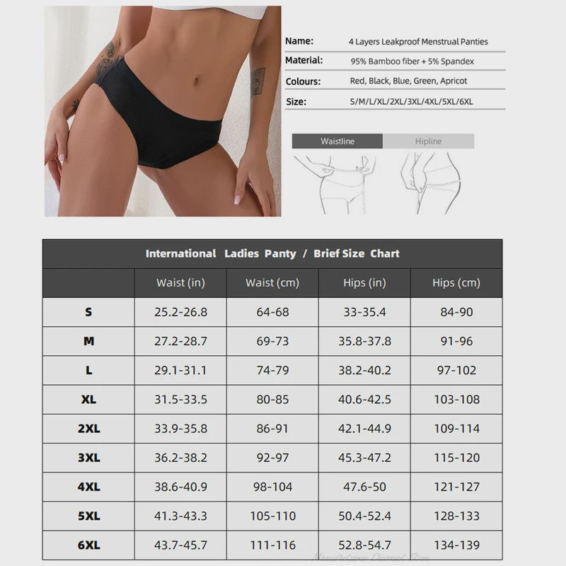 Dames Periode Bikini Broekje - 4 Laags Lekvrij en Absorberend