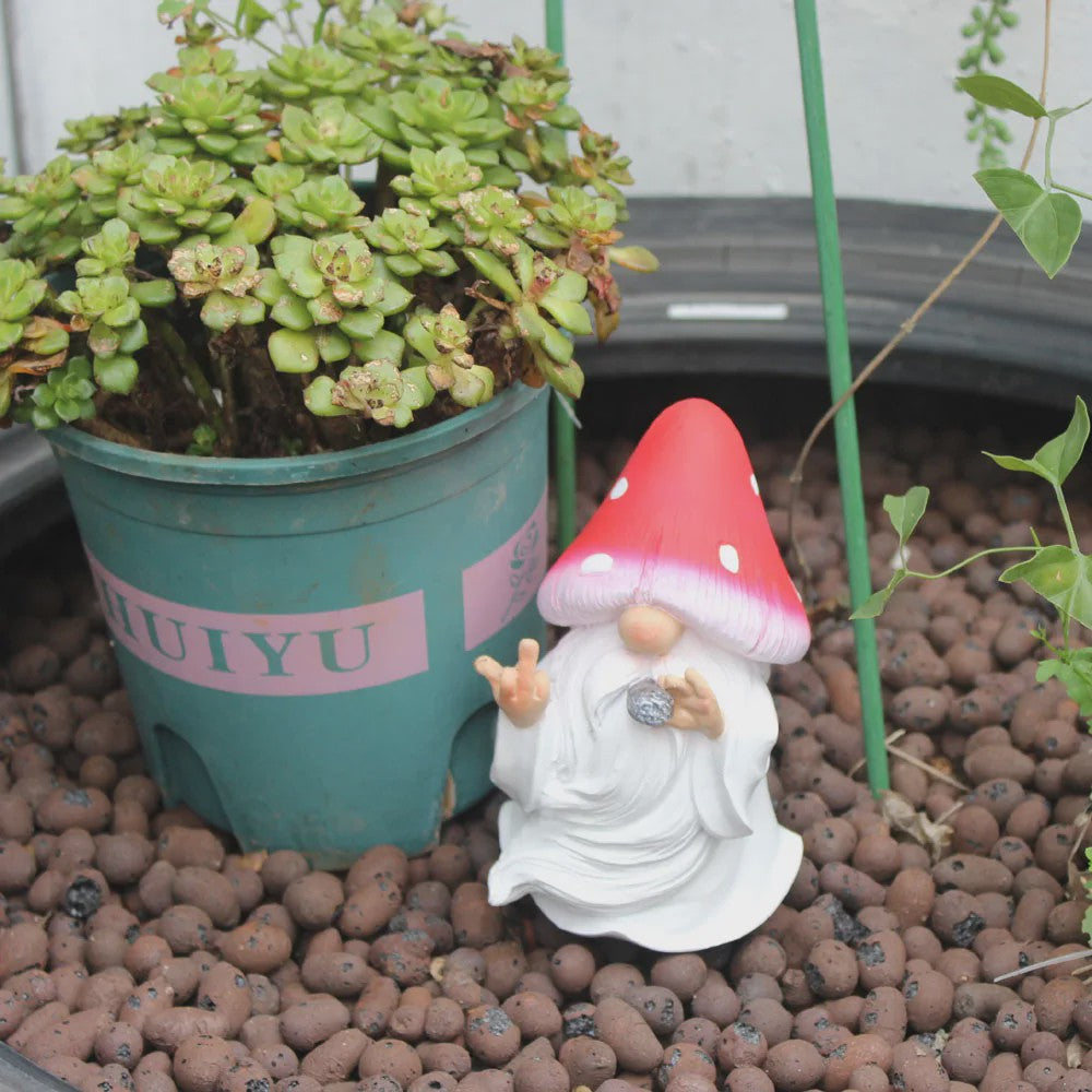 Grappige Mushroom Kabouter Tuinbeeld met Middenvinger - Humoristische Decoratie voor Binnen & Buiten