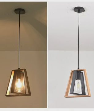 Retro Houten & IJzeren Hanglamp - Stijlvolle Verlichting voor Bar, Restaurant en Huis