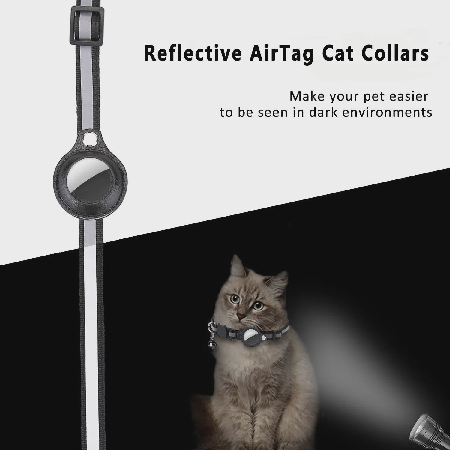 Veiligheids Halsband voor Katten met AirTag Houder - Verstelbaar, Reflecterend & Waterdicht