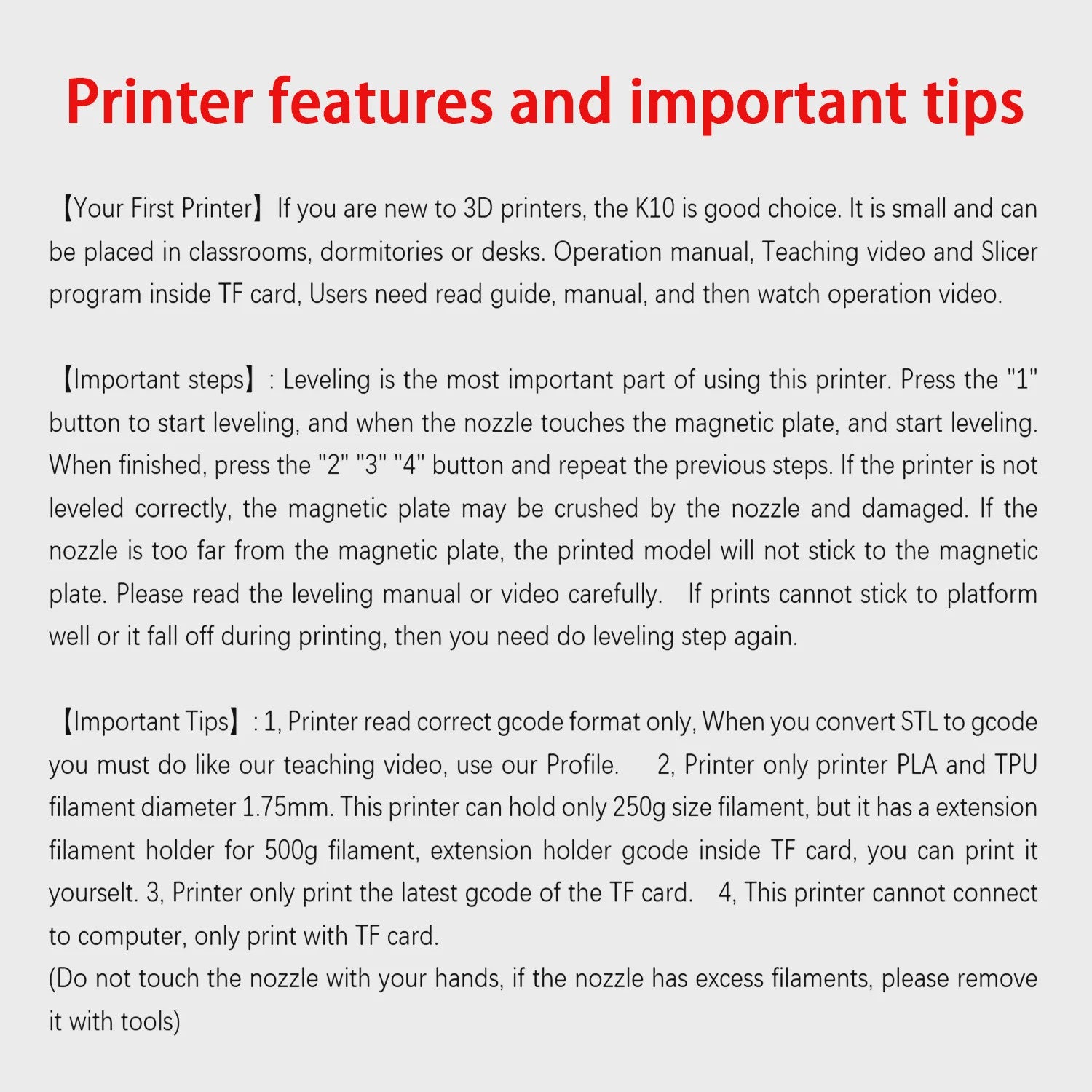 EasyThreed 3D Printer - Instapmodel voor Beginners, PLA & TPU Filament