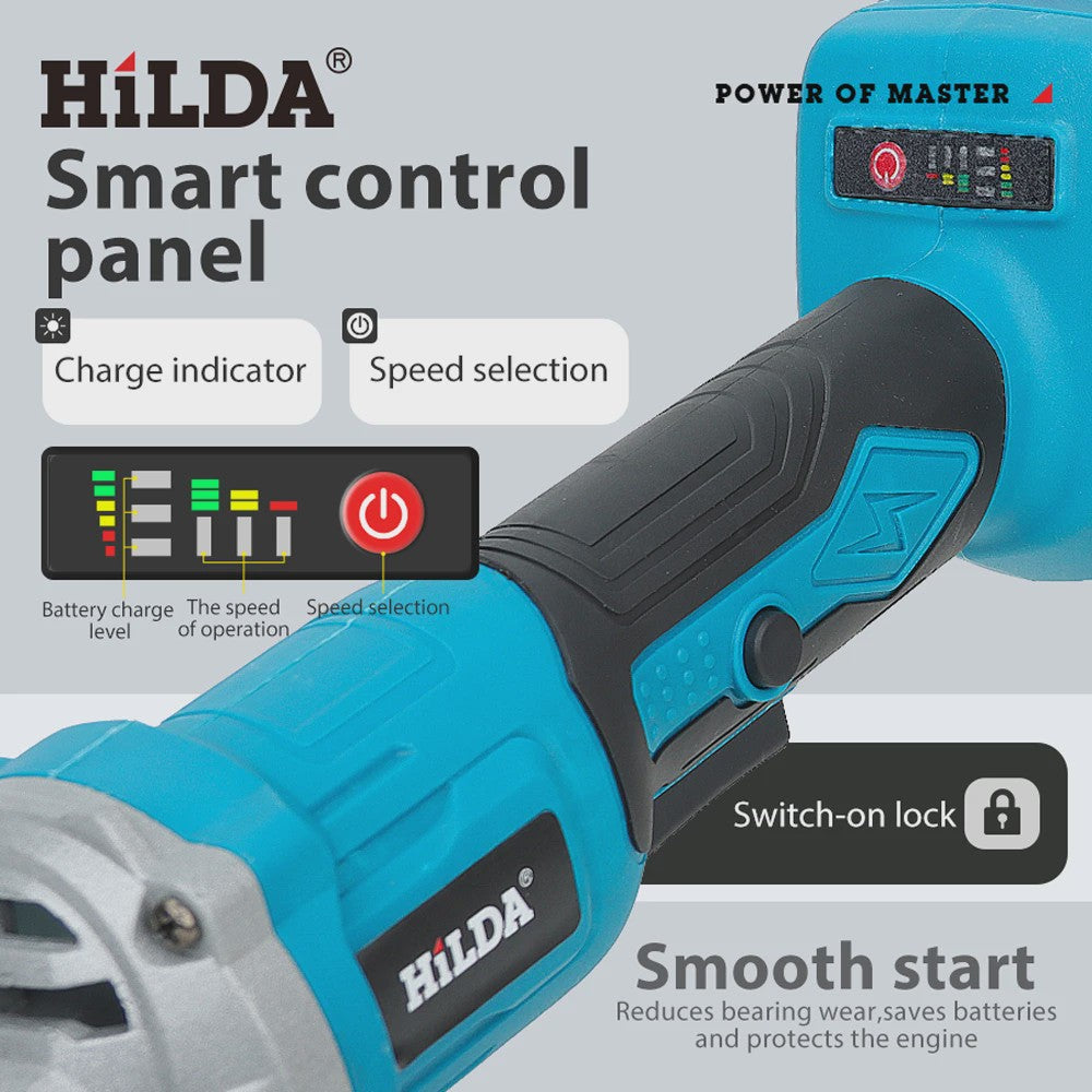 Krachtige HILDA 21V Brushless Haakse Slijper - Snoerloos Polijstmachine (Makita Accu Compatibel)