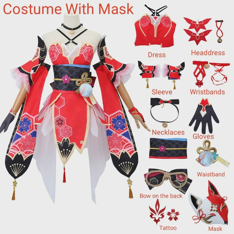 Honkai Star Rail Sparkle Cosplay Kostuum Set - Compleet met Pruik & Masker voor Dames