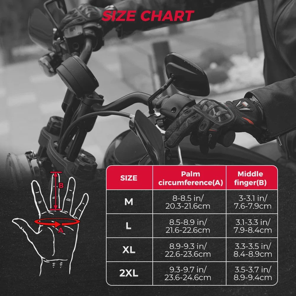 KEMIMOTO Motorhandschoenen Zomer - Ademend Leer met Carbon Bescherming & Touchscreen