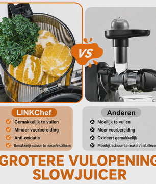 Krachtige Slow Juicer met 200W Motor en Extra Brede Opening - BPA-Vrij
