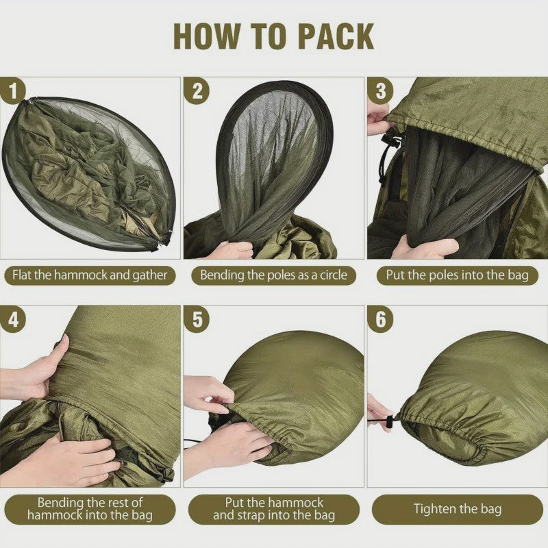 2-in-1 Camping Hangmat met Muggennet - Ultralicht Parachute Nylon