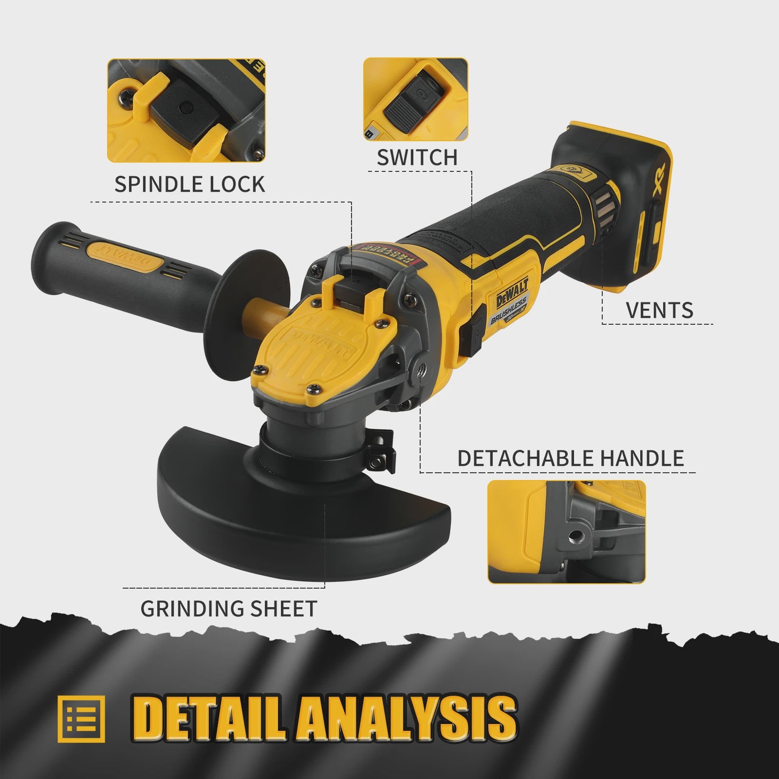 DEWALT DCG409 Haakse Slijper 20V Brushless Snoerloos 125mm - Krachtige Polijstmachine