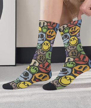 Graffiti Emoticon Sokken - Vrolijke & Comfortabele Streetwear Sokken voor Heren