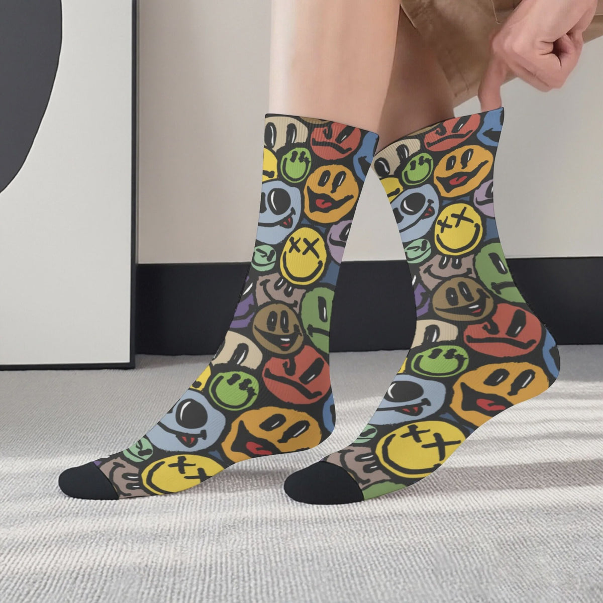 Graffiti Emoticon Sokken - Vrolijke & Comfortabele Streetwear Sokken voor Heren