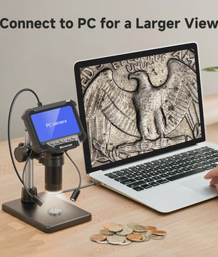 Digitale Microscoop met 4.3" IPS Scherm, 1600x Vergroting, HD Video & Foto